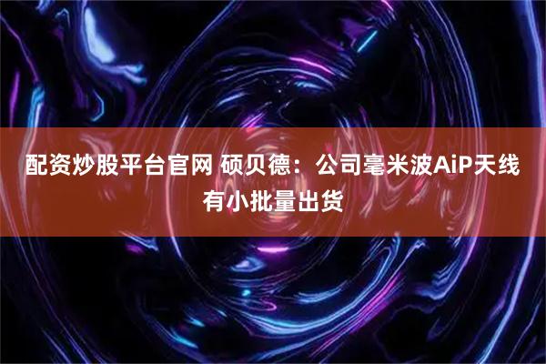 配资炒股平台官网 硕贝德：公司毫米波AiP天线有小批量出货